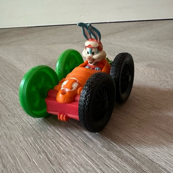 McDonald's 1990 Cute Fuzzy Animals Bugs Bunny Dual Racer Car Happy Meal Toy. - Picture 1 of 10